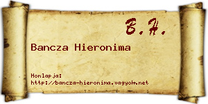 Bancza Hieronima névjegykártya